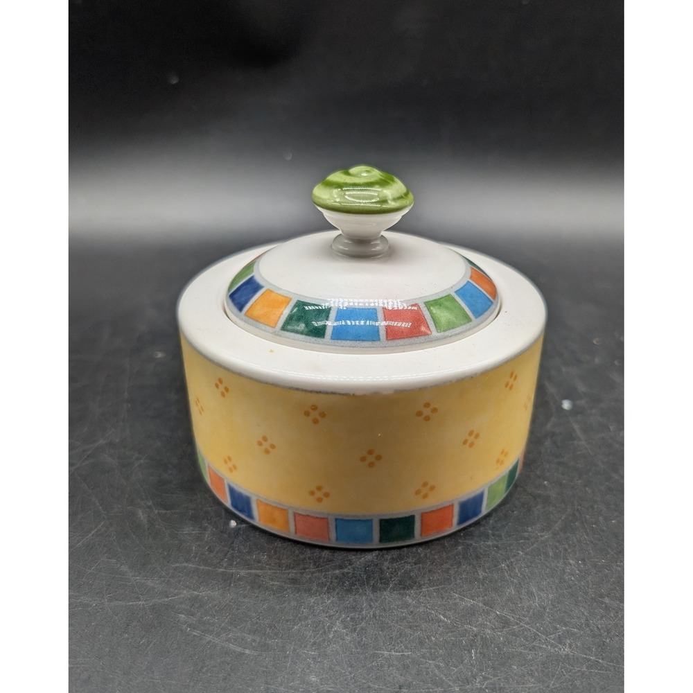 Villeroy & Boch Twist Alea Limone Sugar Bowl with Lid Fine China Yellow Mosaic